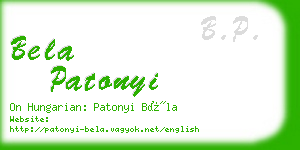 bela patonyi business card